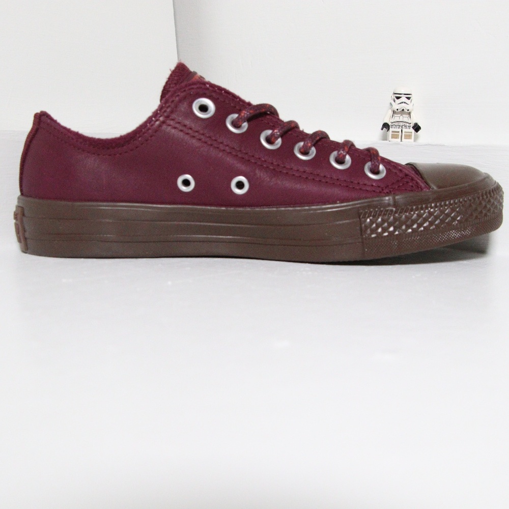 New Burgundy Leather Converse All Star Low Top